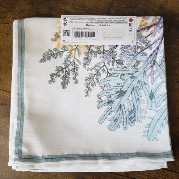 Ocean Sea Botanical soft blue + white Dinner Napkins Set of 4 - Picture 2 of 7